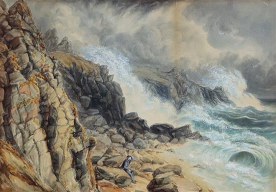 H.H. Bingley, watercolour, Coastal scene, 25 x 36cm, and a late Victorian coastal scene by F. Ashley, 30 x 42cm